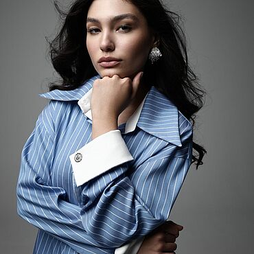 Одежда ручной работы. Ярмарка Мастеров - ручная работа Рубашка голубая в полоску. Handmade.