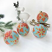 Сувениры и подарки handmade. Livemaster - original item Christmas decorations: Beads balls orange-blue with gold.. Handmade.
