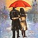 Oil painting. Walking in the rain. Pictures. Svetiten. Online shopping on My Livemaster.  Фото №2