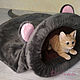 Bed-sleeping bag for cats 'Mouse' gray. Lodge. lyubov-iv (lyubov-iv). Online shopping on My Livemaster.  Фото №2