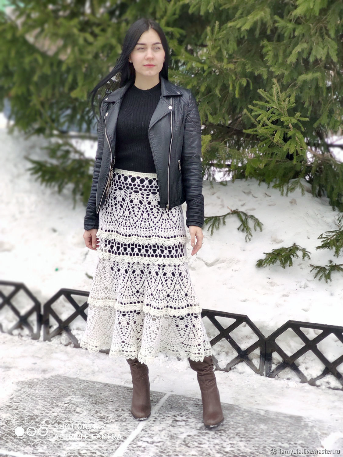 Woolen light openwork crochet skirt ' Winter patterns', Skirts, Naberezhnye Chelny,  Фото №1
