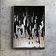 Стильная черная абстракция с серебром. Картина серебряный дождь, Картины, Москва,  Фото №1