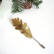 Украшения handmade. Livemaster - original item Brooch Needle Oak Leaf Real Leaf Resin Jewelry Boho Brooch. Handmade.