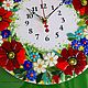 Order Fusing, glass clock Bouquet of flowers field. LiliaGorbach Glass. Livemaster. . Watch Фото №3