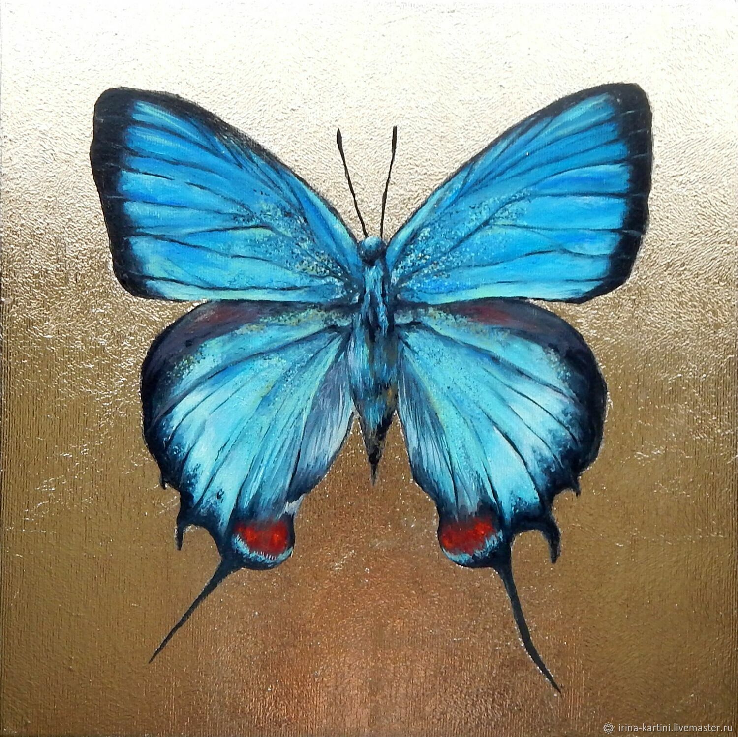 Живопись голубые бабочки