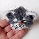 custom. Brooch-pin: Sleeping kitten. Felt brooch, Brooches, Maloyaroslavets,  Фото №1