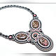 Soutache necklace 'Abstraction. Rhodonite', Necklace, Odessa,  Фото №1