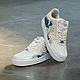 Кроссовки белые Nike Air Force 1 унисекс,кастом, ручная роспись, волна. Кроссовки. Olgavolgoart. Роспись одежды и обуви. Кастом. Ярмарка Мастеров.  Фото №8