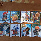 Сувениры и подарки handmade. Livemaster - original item Christmas garland Flags on the Christmas tree Soviet postcards. Handmade.