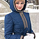 Dark blue hooded coat, winter warm coat, quilted zip-up coat. Down jackets. Lara (EnigmaStyle). My Livemaster. Фото №5