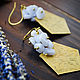 Pendientes Boho lila de latón con zafiro (ágata azul), Earrings, Ulan-Ude,  Фото №1
