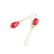 Украшения handmade. Livemaster - original item Earrings with red pearls, long earrings 