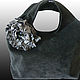 Bag and brooch (2 in 1). ' Black with grey poppy', Classic Bag, Novosibirsk,  Фото №1