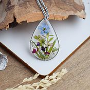 Украшения handmade. Livemaster - original item Drop pendant with real flowers and herbs. Ornaments from resin. Handmade.