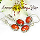 Ring, earrings and pendant Lera made of 925 sterling silver with coral DD0069, Jewelry Sets, Yerevan,  Фото №1