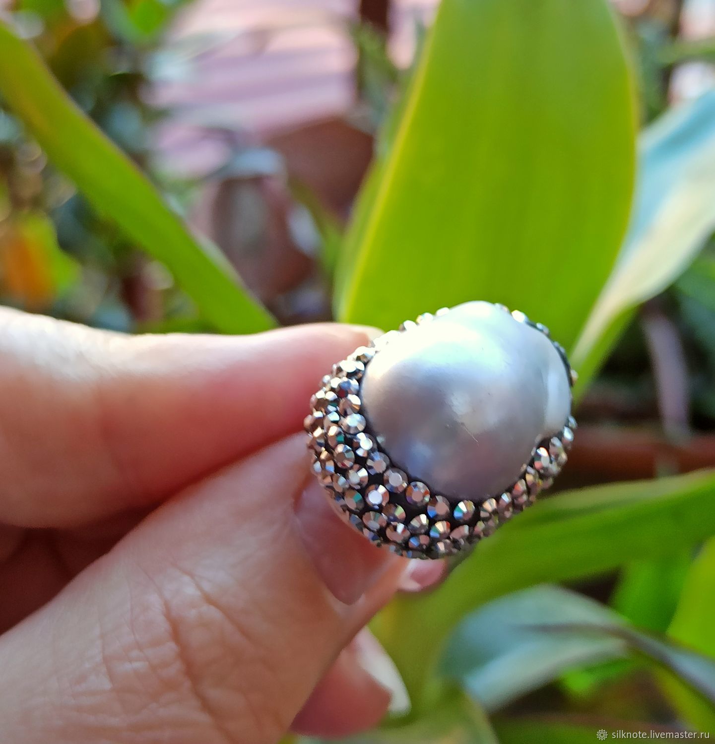 Кольцо с барочным жемчугом серебро Тукан