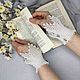 Парные белые широкие кружевные браслеты-манжеты из бисера и жемчуга, Браслет-манжета, Печора,  Фото №1