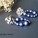 Серьги-гвоздики жемчуг Swarovski, родированные "Blue Dreams". Серьги-калачи. Farfalla Design by Olga Kadaner. Ярмарка Мастеров.  Фото №5