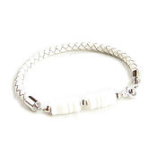 Украшения handmade. Livemaster - original item Agate bracelet, silver leather bracelet white, leather bracelet. Handmade.