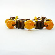Украшения handmade. Livemaster - original item Bracelet made of leather and amber Br-210. Handmade.