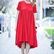 Коктейльное платье из хлопка, красное - DR0263PLV. Платья. EUG FASHION. Интернет-магазин Ярмарка Мастеров.  Фото №2