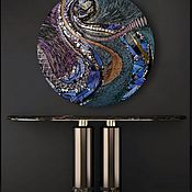 Современная интерьерная круглая картина с камнями абстракция мозаика