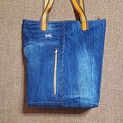 Сумки и аксессуары handmade. Livemaster - original item shopper: Denim Bag Sports Two-tone Shopping Bag. Handmade.