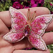 Украшения handmade. Livemaster - original item Fuchsia light butterfly. A beaded brooch.. Handmade.