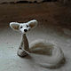 Белый лисенок миниатюра 5 см, Войлочная игрушка, Москва,  Фото №1