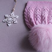 Аксессуары handmade. Livemaster - original item Pink hat made of 100% merino wool, p.55-57. Handmade.