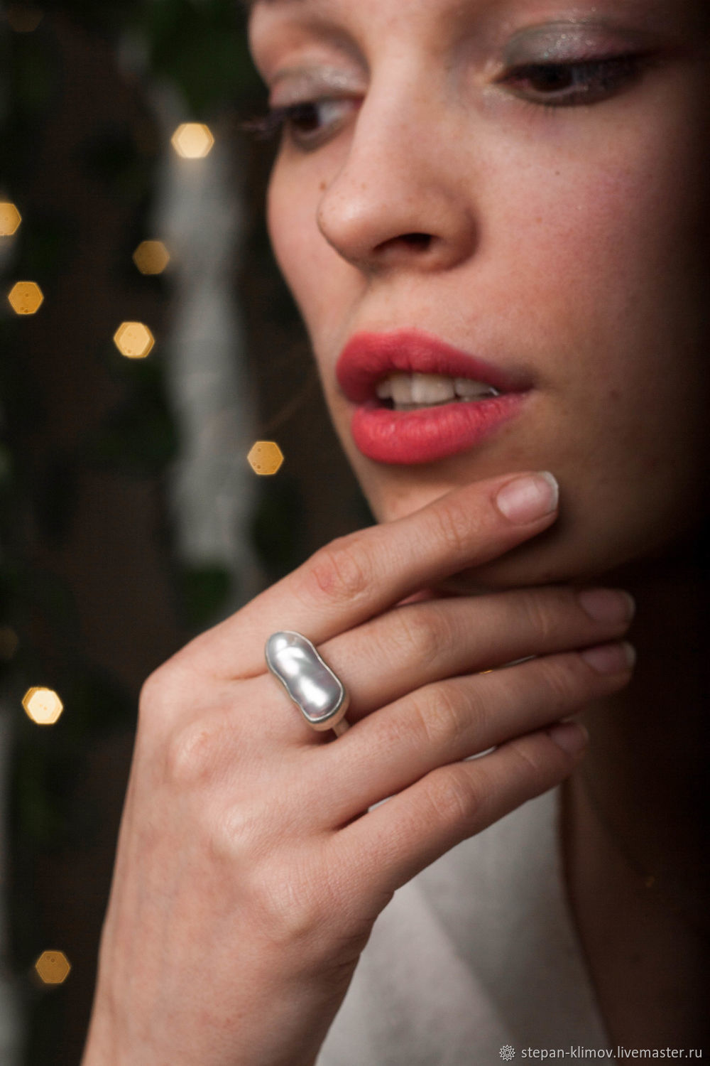Ring 'Pearl' silver, Baroque pearls, Rings, Krasnoyarsk,  Фото №1
