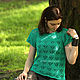 Заказать Top, blusa de algodón Verde turquesa'. IRINA GRUDKINA Handmade Knitwear. Ярмарка Мастеров. . Tanks Фото №3