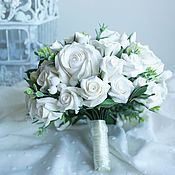 Цветы и флористика handmade. Livemaster - original item Bouquet of white roses. Flowers from polymer clay.. Handmade.