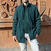 Мужская одежда handmade. Livemaster - original item Men`s sweatshirts: Men`s Long Zipper Cardigan. Handmade.