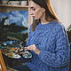 Jerseys: Women's knitted sweater with a cross pattern in blue to order. Sweaters. Kardigan sviter - женский вязаный свитер кардиган оверсайз. My Livemaster. Фото №4