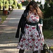 Одежда handmade. Livemaster - original item Women`s linen dress with Chrysanthemum flowers