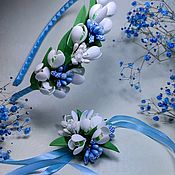 Букетик цветов красивые бантики для волос браслет подружки невесты