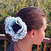 Украшения handmade. Livemaster - original item CLIPS: Brooch-hairpin Poppy oriental blue.. Handmade.