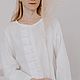 Лонгслив льняной Пломбир, блузка белая с кружевом, Блузки, Кострома,  Фото №1