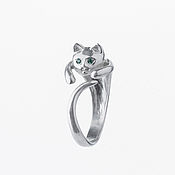 Украшения handmade. Livemaster - original item Cat ring in sterling silver dimensionless. Handmade.