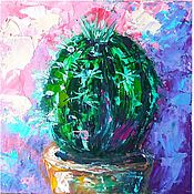 Картины и панно handmade. Livemaster - original item The Cactus painting! oil. 10*10 cm.. Handmade.