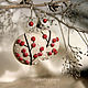 Earrings made of polymer clay with red berries and branches, Earrings, St. Petersburg,  Фото №1