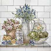 Для дома и интерьера ручной работы. Ярмарка Мастеров - ручная работа Tiles and tiles: apron for Provence kitchen. Handmade.