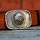  Leather belt with bronze buckle 'Agishjalm', Straps, Tolyatti,  Фото №1