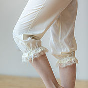 Одежда handmade. Livemaster - original item Pantaloons for women with lace vanilla color. Handmade.