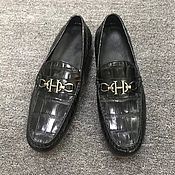 Обувь ручной работы handmade. Livemaster - original item Moccasin mens crocodile leather, black color, under the order.. Handmade.