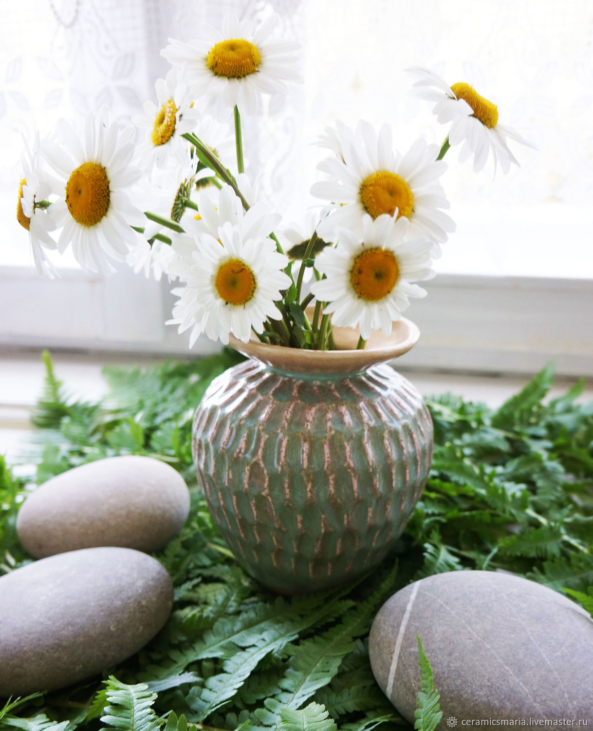  Бежево-мятная керамическая ваза для цветов, декор, Вазы, Мытищи,  Фото №1