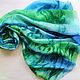 Батик жатый шарф "Зелёные волны" подарок на год дракона, Палантины, Раменское,  Фото №1