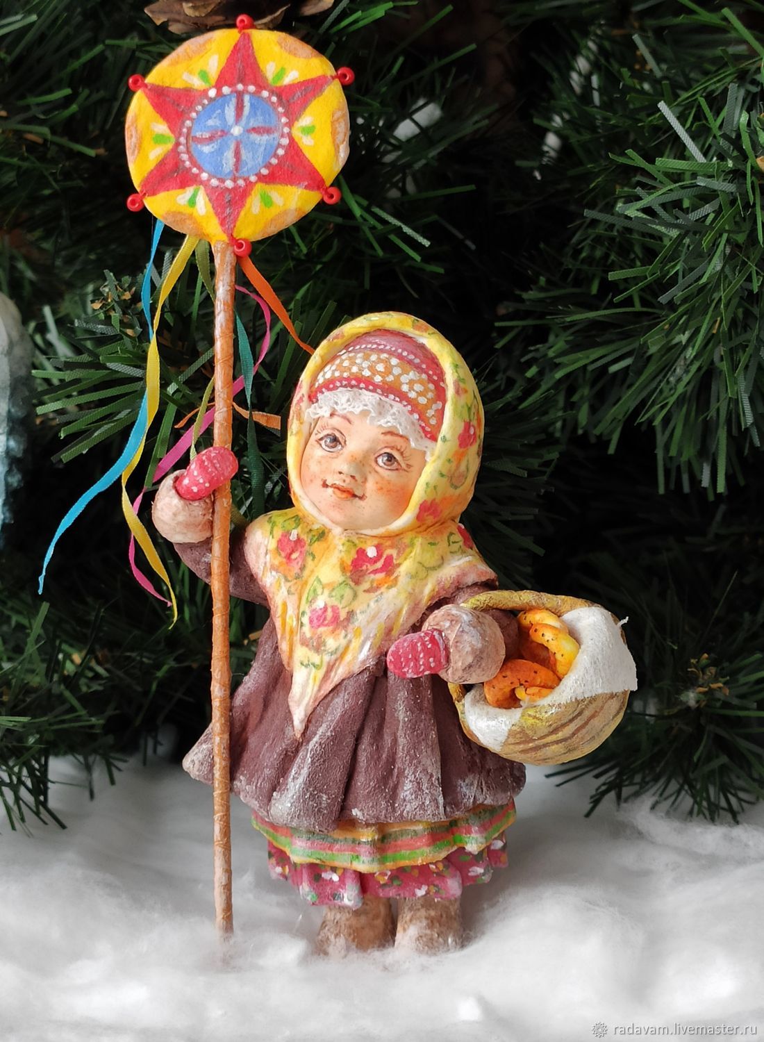 Cotton Wool Toy Girl with a Christmas Star, Christmas decorations, Shahovskaya,  Фото №1