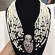 Exquisite leopard Necklace, pearls, black onyx, zircons, 24K, Necklace, Volgograd,  Фото №1